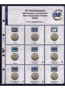 2012 master Phil 2 Fogli + tasche per 2 Euro Commemorativi Decennale